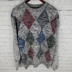 EATON | vintage knit crewneck argyle dad grandpa sweater